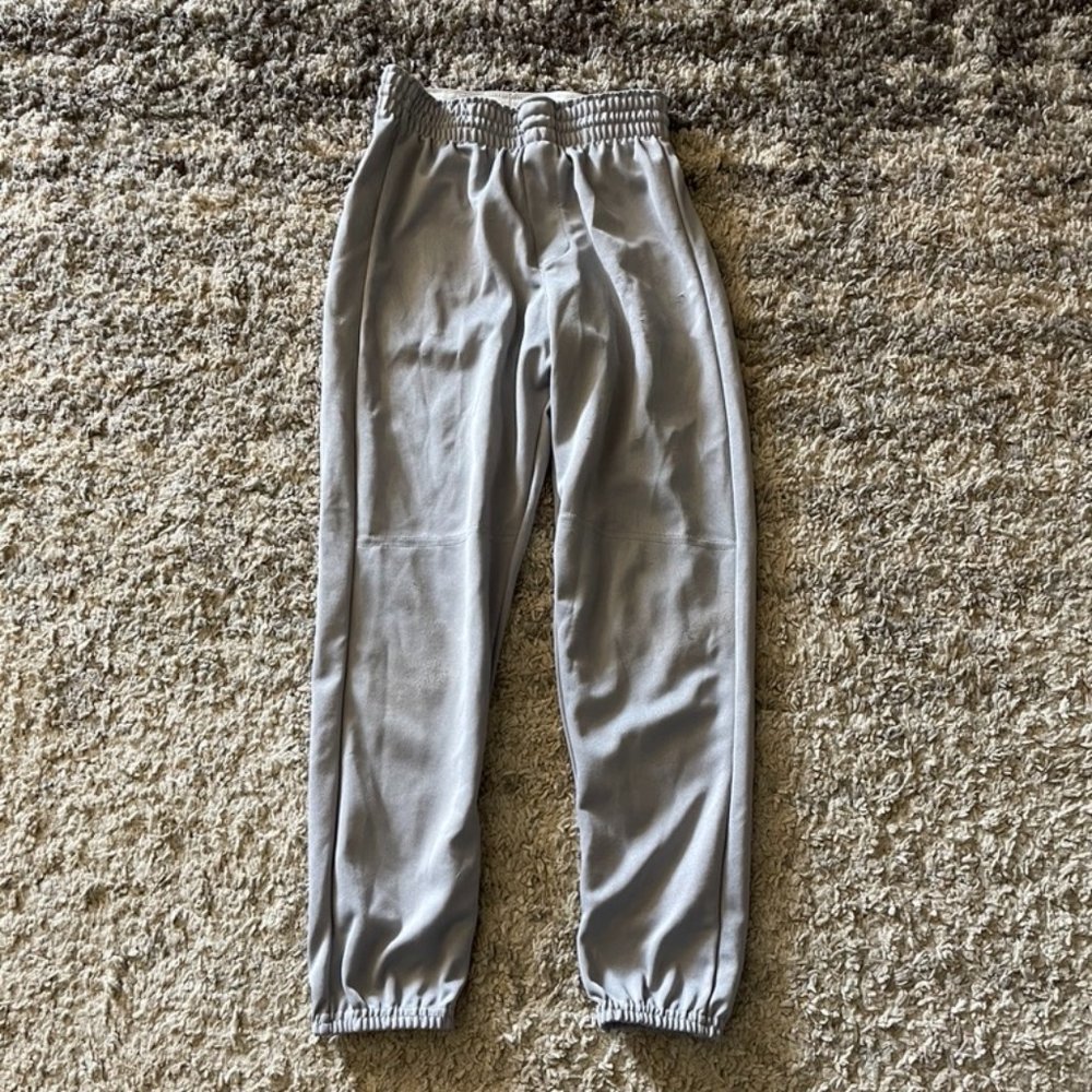 Alleson Athletic Gray Long elastic waist drawstring  Baseball Pants Youth Small